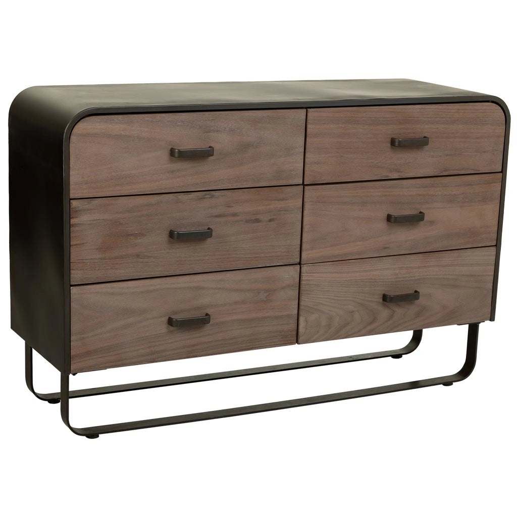 Cassettiera in metallo e legno nero 120x40x78,5h cm