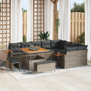 Set Divano Giardino  12 Pezzi con Cuscini Grigio Polyrattan Acacia