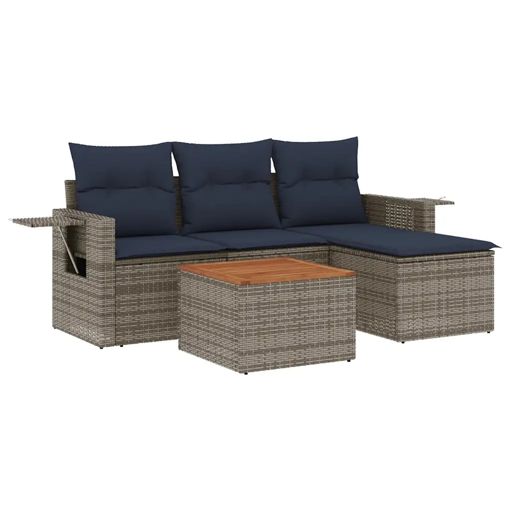 Salotto da Giardino-Set Divani da Giardino 5 pz con Cuscini Grigio in Polyrattan 288499