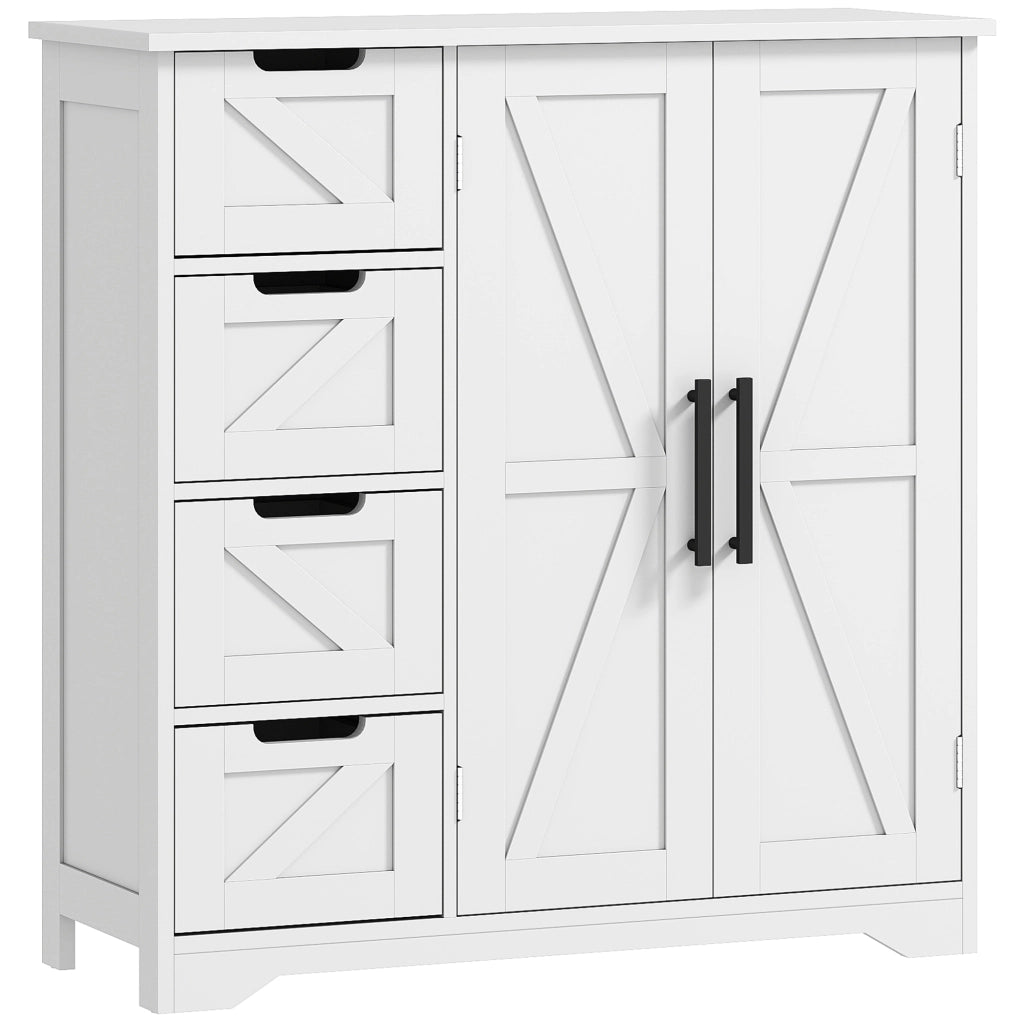 Mobile Bagno con 4 Cassetti e Anta ¨C zephmum ¨C Bianco 81.2x30x83.8 cm