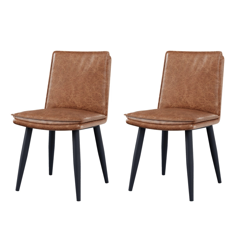 SEDIA da pranzo Set da 4 pezzi in PU marrone con gambe in metallo