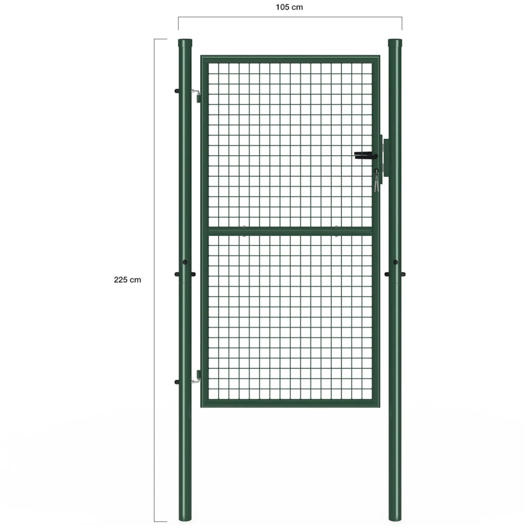 IDMarket - Cancello da giardino in acciaio 105 x 175 cm con serratura e maniglia verde