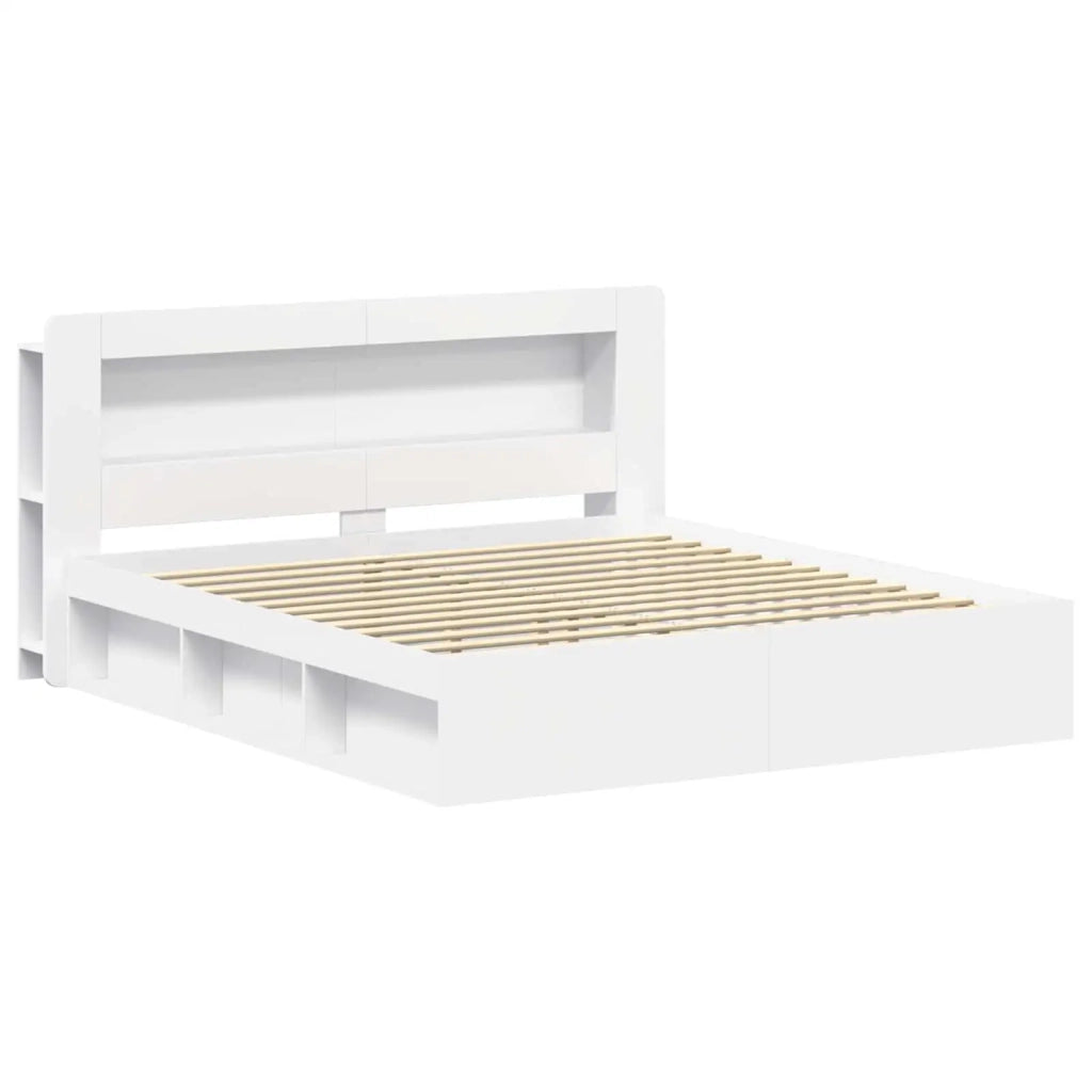 Telaio del letto con storage con testiera Bianco 180 x 200 cm 3433517
