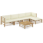 Set Divani da Giardino 6 pz con Cuscini Bianco Crema in BambÃ¹ cod mxl 46129