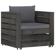 Set Salotto da Giardino 2pz | Set di Mobili da Esterno con Cuscini Legno Impregnato Grigio