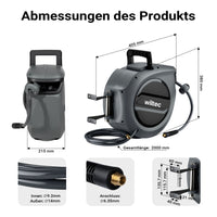 Avvolgitubo automatico per aria compressa 20 m, avvolgitubo in acciaio, 17 bar, con supporto girevole a 180°