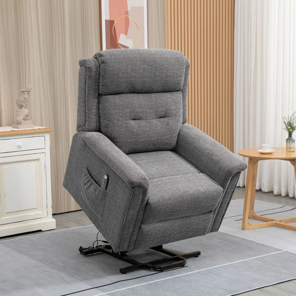 Poltrona elettrica alzapersone reclinabile, 170 kg, con funzione relax, grigia