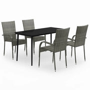 Set da Pranzo da Giardino 5 pz | Set Salotto da Giardino Grigio e Nero
