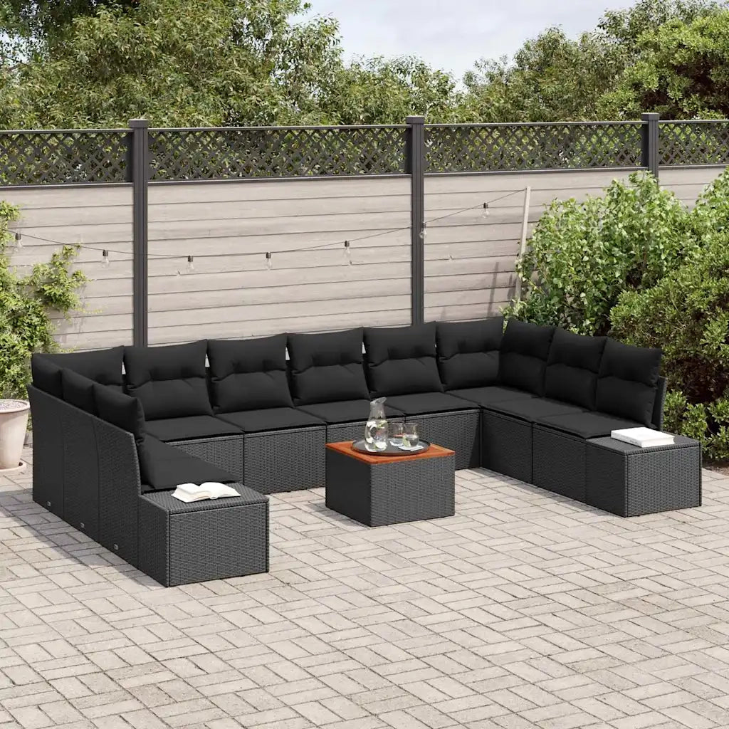 Set Divano da Giardino 11 pcs Nero