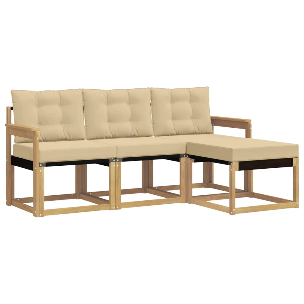 Set di divani da esterno con cuscino 4 pcs Bianco e Beige 3389351