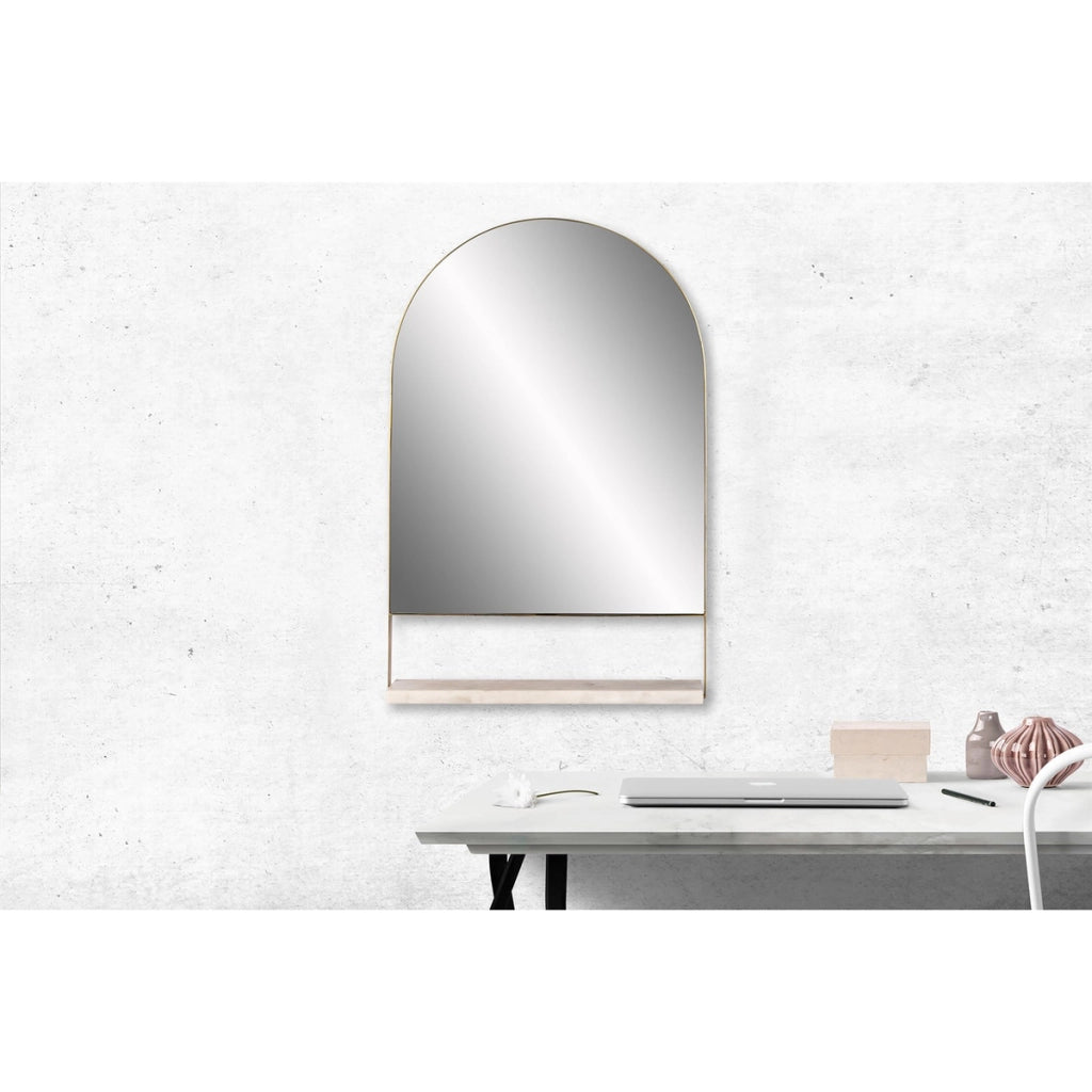Specchio da parete Doha con ripiano in marmo bianco