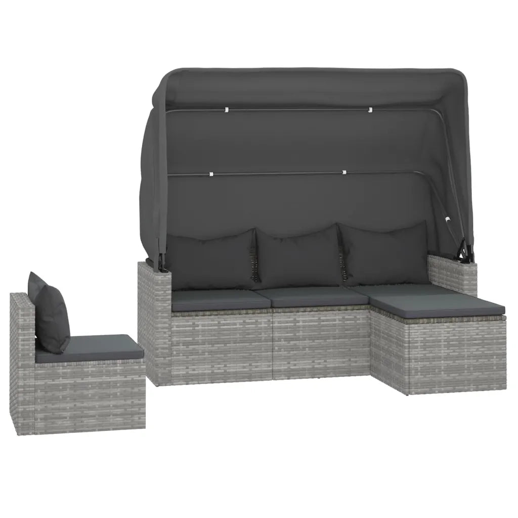 Set Divani da Giardino 4 pz con Cuscini in Polyrattan Grigio 3186649