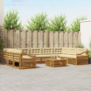 Set di divani da esterno con cuscino 10 pcs Naturale e Beige