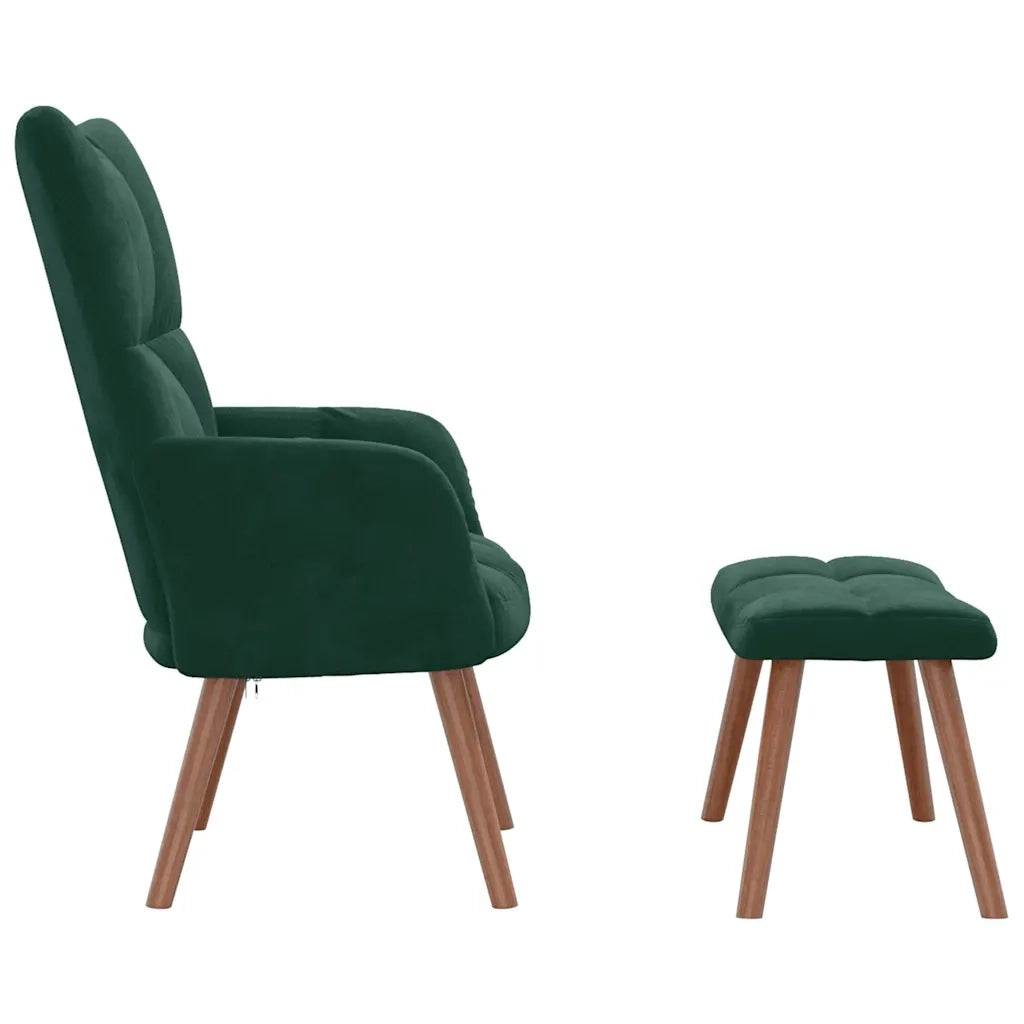 Poltrona Relax con Poggiapiedi Verde Scuro in Velluto 328064