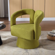 Poltrona girevole a 360° in tessuto bouclé verde oliva
