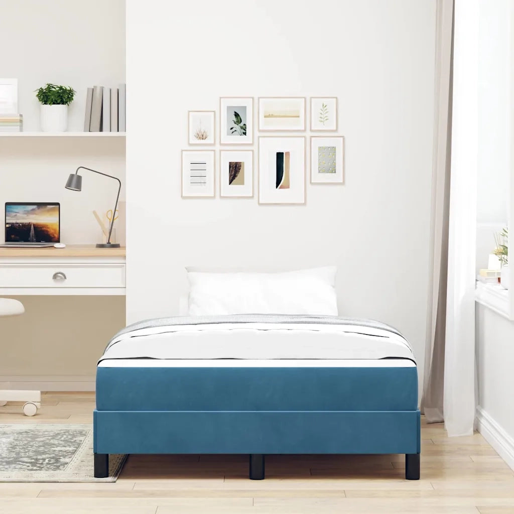 vidaXL Letto box spring con materasso Blu Scuro 120 x 200 cm Velluto