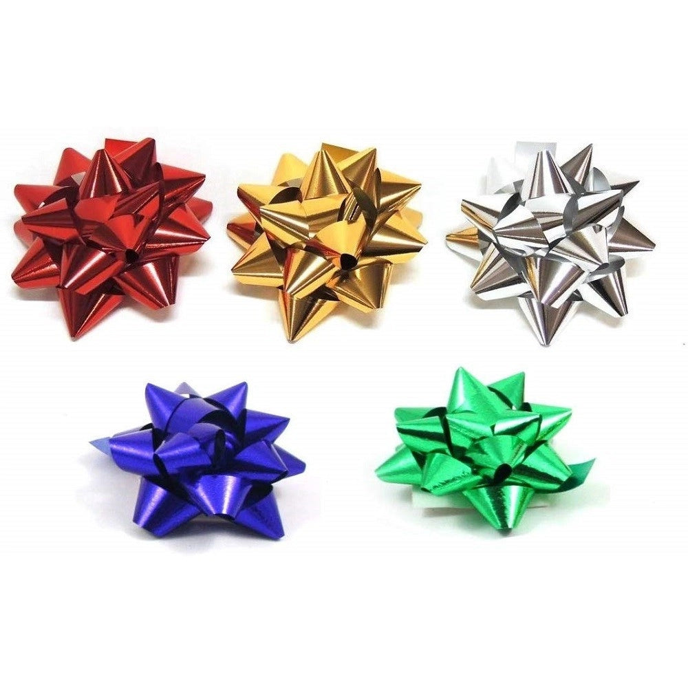 Trade Shop - Set 12pz Coccarde Stelle Colorate Metallizzati Misti Adesive Confezione Regalo -
