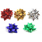 Trade Shop - Set 12pz Coccarde Stelle Colorate Metallizzati Misti Adesive Confezione Regalo -