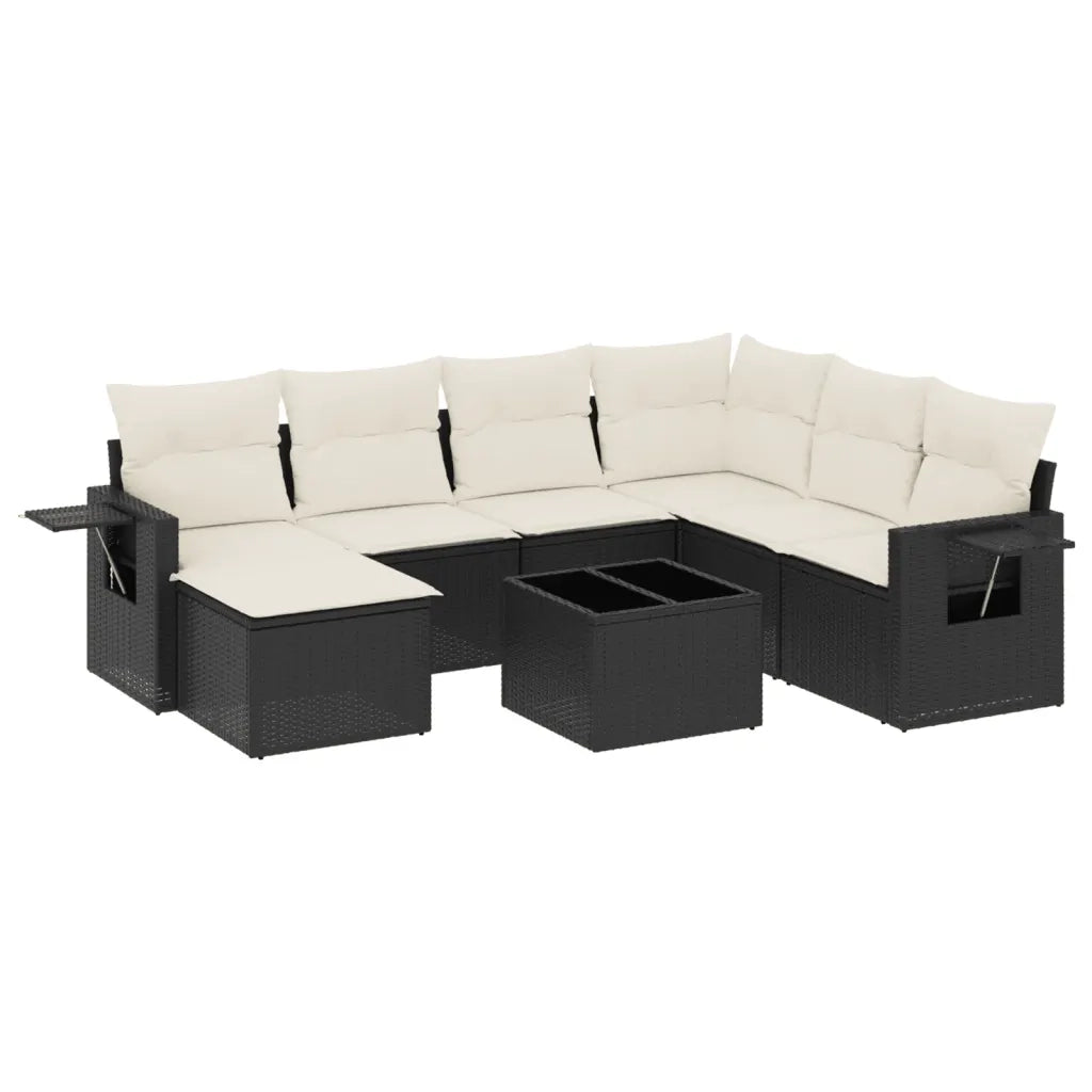Set Divani da Giardino con Cuscini 8 pz Nero in Polyrattan