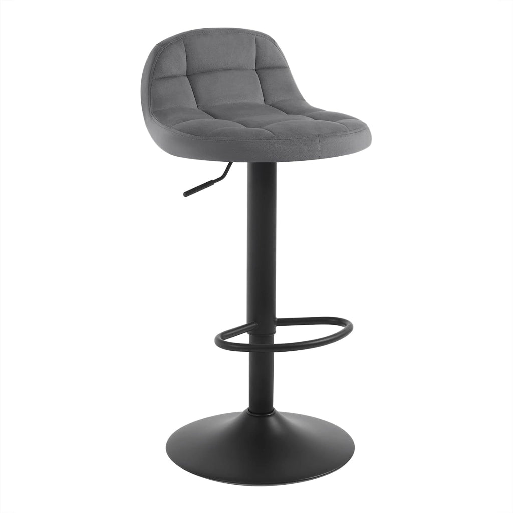 Set di 2 Sgabelli da Bar con Schienale Sedia Alta da Cucina Imbottita Seduta Regolabile in Altezza 60-82cm con Poggiapiedi Girevole a 360° in Velluto, Grigio Scuro BH317dgr-2