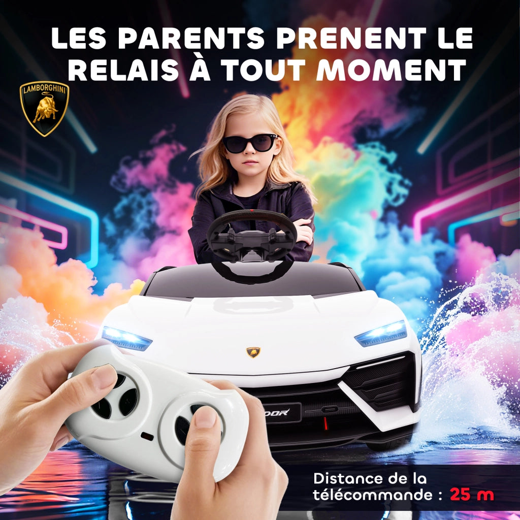 Auto elettrica Lamborghini per bambini 12V telecomando 2.4G ¨C zephmum ¨C bianco