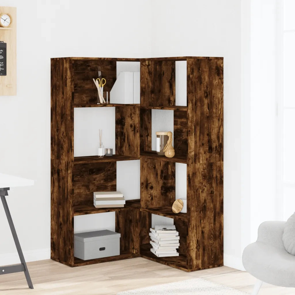 vidaXL Libreria Angolare 4 Ripiani Rovere Fumo 85x85x140 cm Truciolare