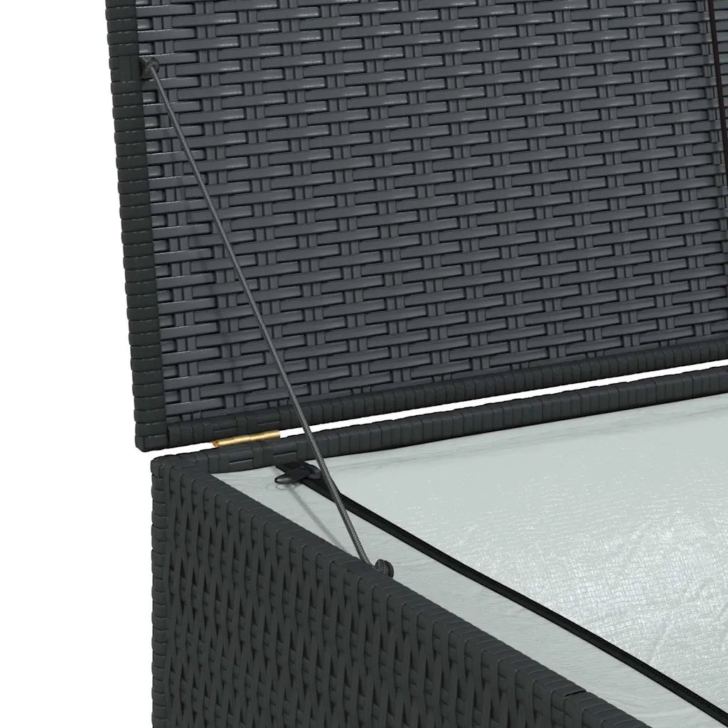 Baule da Giardino Nero 150x100x100 cm in Polyrattan 44245