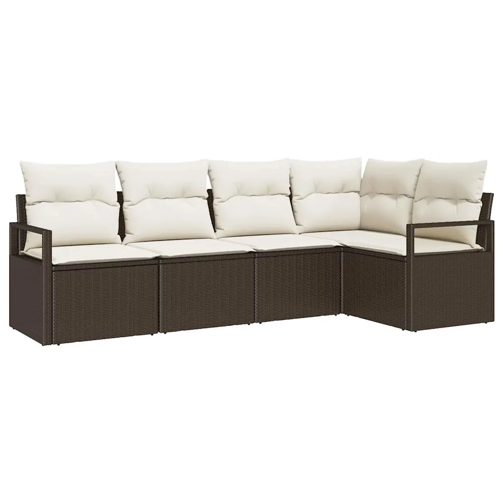 Set di divani con cuscino 5 pcs Marrone polyrattan 3346378