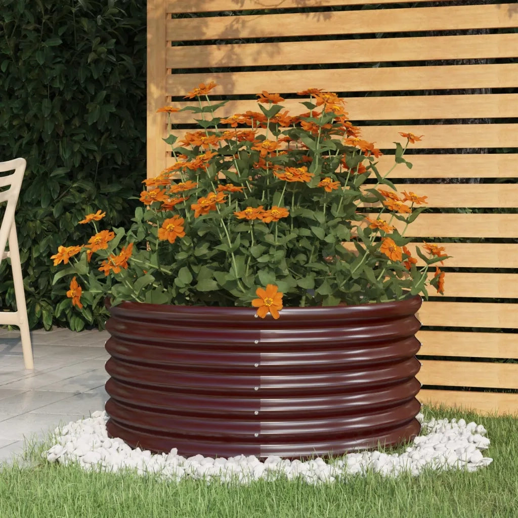 Vaso Giardino Acciaio Zincato 80x80x36 cm Marrone 318855