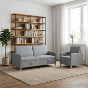 Set di Divani con Storage 2 pcs Grigio Chiaro Poliestere 3429204