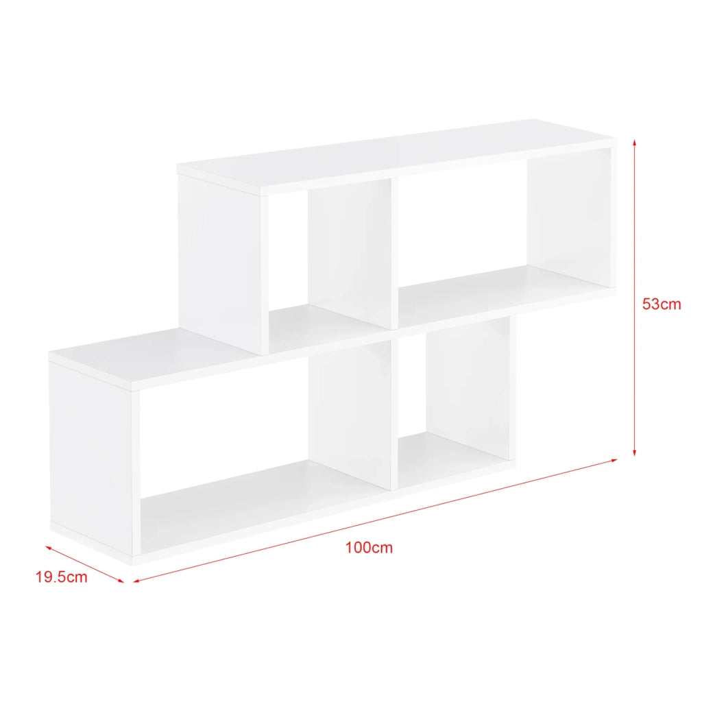 Scaffale sospeso a parete con 4 vani portaoggetti 100 cm bianco 03_0005840