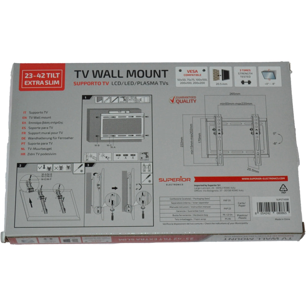 SUPPORTO TV SUPER. FISS/REGOL 23-42"