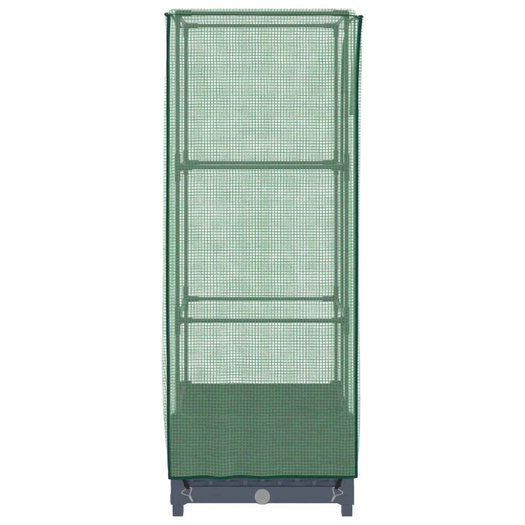 Aiuola rialzata/fioriera con copertura effetto rattan 40 x 40 x 123 cm blu/grigio 02_0038771