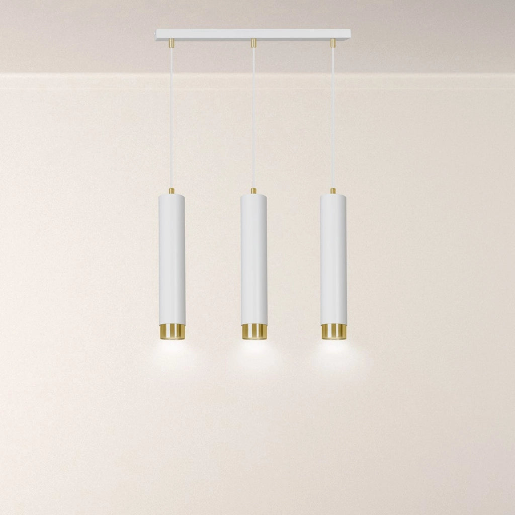 Lampada a sospensione KIBO in acciaio bianco e oro