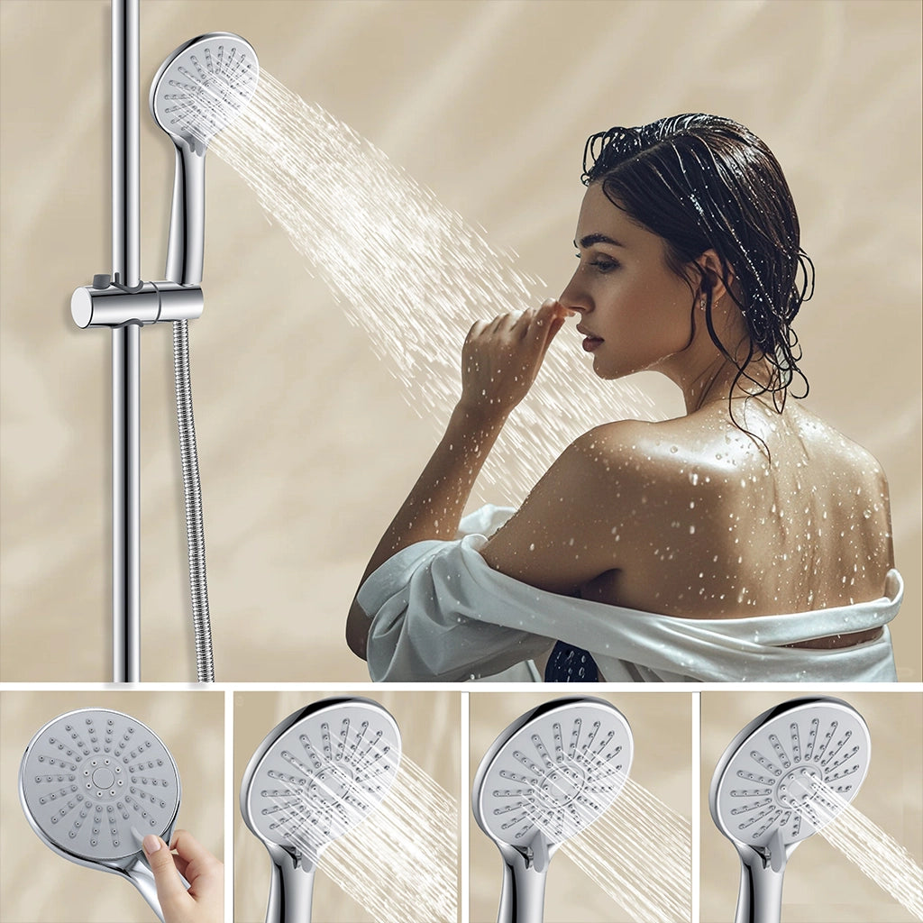 AICA ITALY Sistema Doccia con Miscelatore Termostatico a 38℃ e Soffione Rotondo da 25cm Altezza Regolabile 72-120cm Cromo
