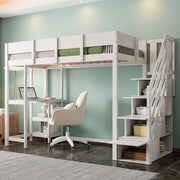 Letto a castello - Xylo - 90x200 cm pino contenitore bianco