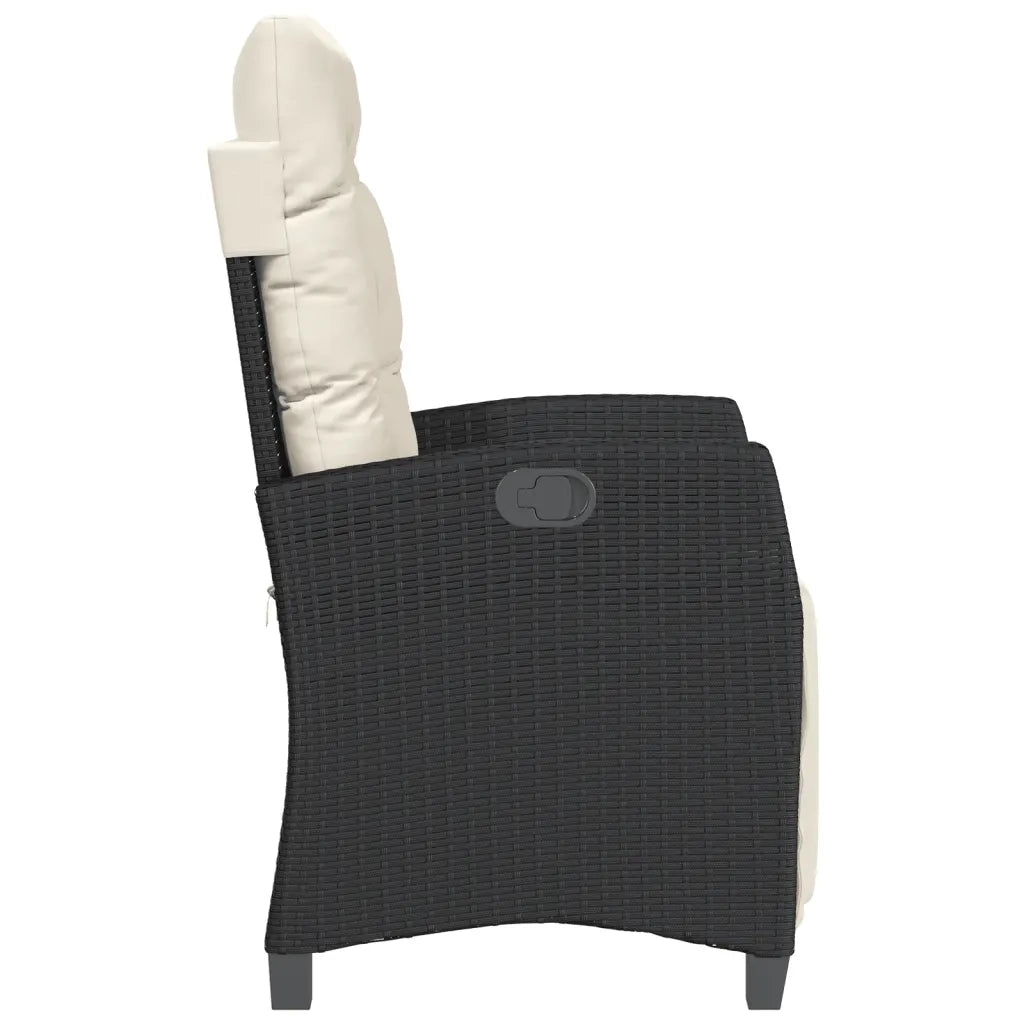Sedia Reclinabile da Giardino | Sedie da Esterno con Poggiapiedi Nera Polyrattan