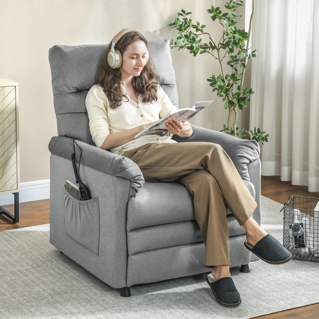 Poltrona Relax Massaggiante Elettrica Reclinabile con Lendenheizung ¨C Zephmum ¨C Grigio