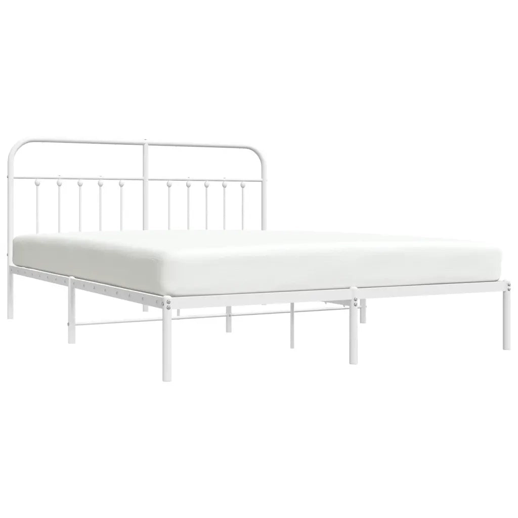 Letto matrimoniale | Letto per adulti | Giroletto con Testiera Metallo Bianco 180x200 cm