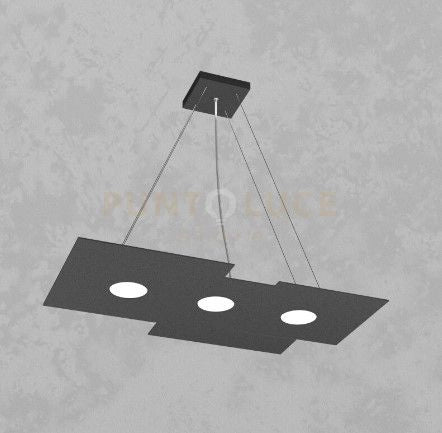 PLATE SOSPENSIONE 3+2 LUCI BIEMISSIONE GRIGIO ANTRACITE 1129-S3 R+2-GA