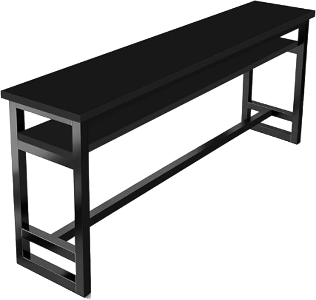 Tavolo Alto Bancone Bar Tavolo Cucina Tavolino Alto e Stretto da Balcone Salvaspazio con Telaio in Metallo per Soggiorno e Sala Da Pranzo Bar Ristorante(Black(double),71x15.8x41in)