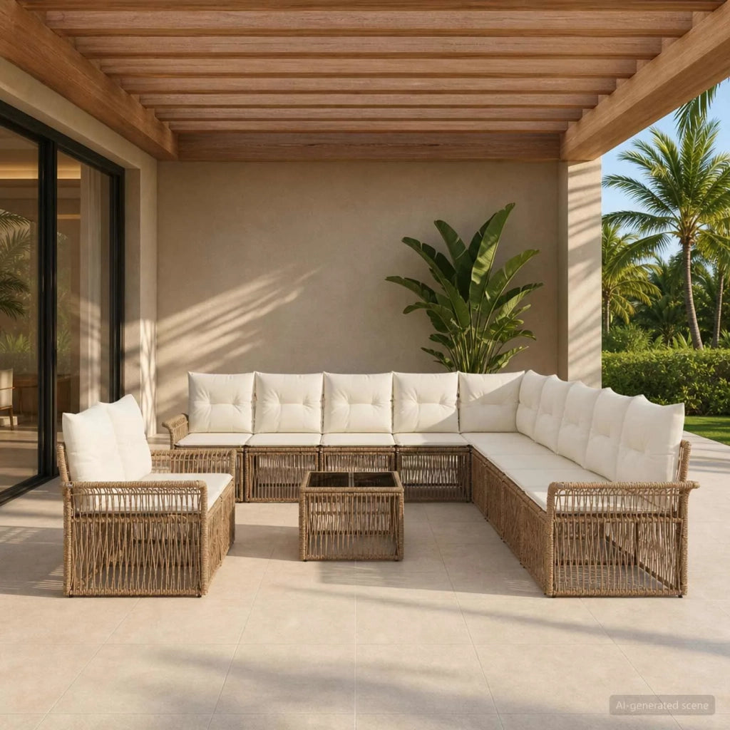 Set Divano da Giardino 12 pz Beige polyrattan 3434886