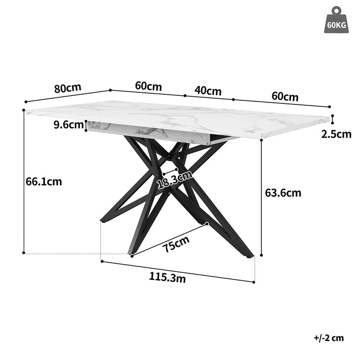 Tavolo allungabile - Xylo - 120-160x80cm noce/marmo gambe stella