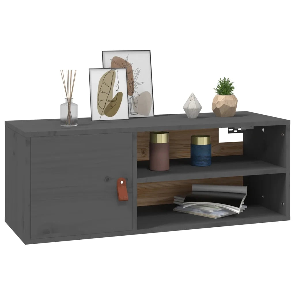 Pensili 2 pz Grigi 80x30x30 cm in Legno Massello di Pino 818390