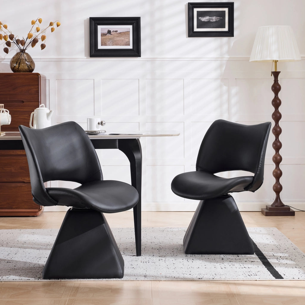 Sedia Girevole Schienale Alto ¨C MINIMAL ¨C Similpelle Nero, Design Moderno