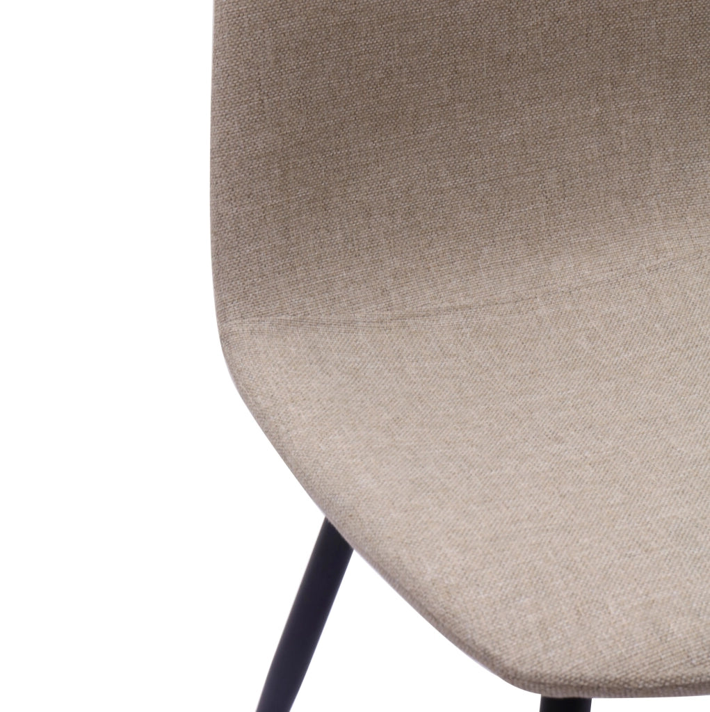 Sedie da pranzo minimaliste in tessuto e metallo beige chiaro, set da 2