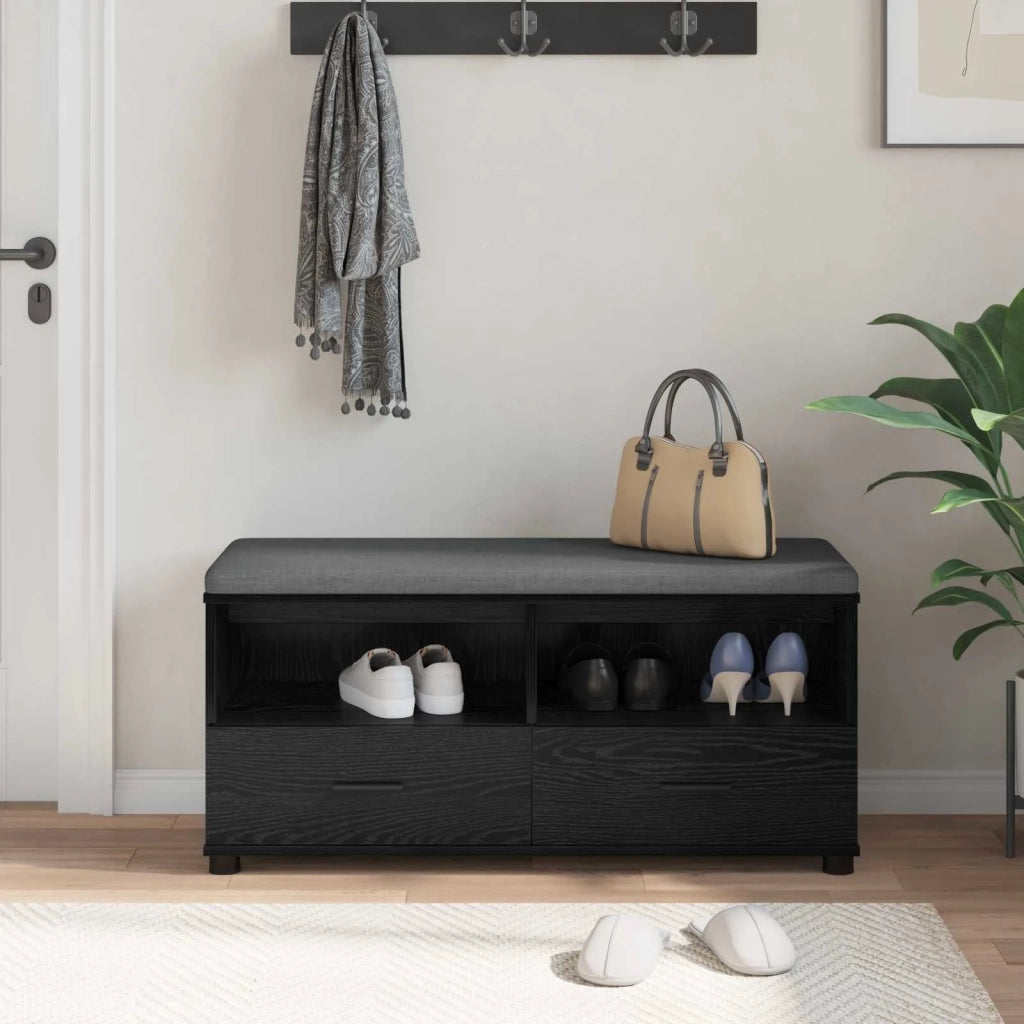 Panca per ingresso con cuscino Rovere Nero 100 x 38 x 46 cm