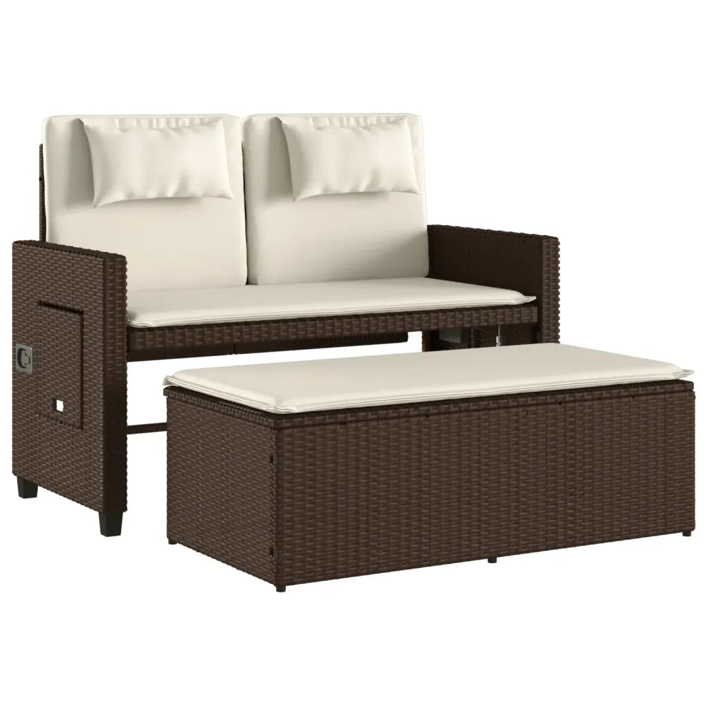 Panca Reclinabile da Giardino con Cuscini-Sgabello-Sedia da esterno Marrone in Polyrattan 781114