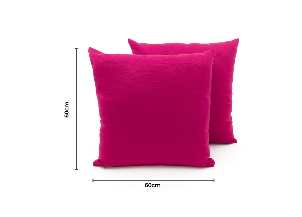 Coppia Cuscini Arredo Imbottiti Tessuto Ottoman In Tinta Unita Colore Fucsia 30 - 60x60 - Fuxia 30