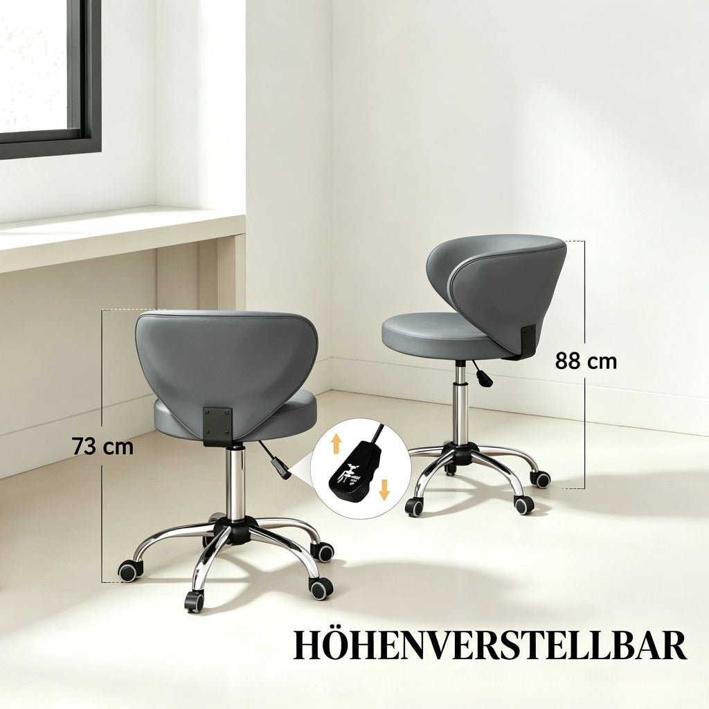 Sgabello da salone girevole 360° con schienale ergonomico e altezza regolabile in pu grigio